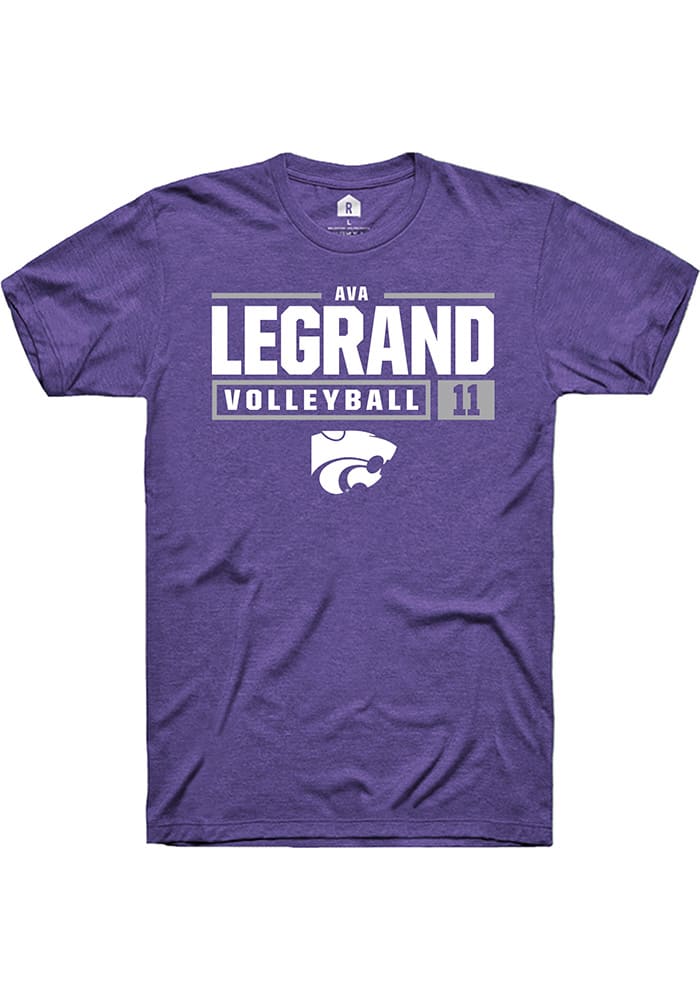 Ava LeGrand K-State Wildcats Purple Rally NIL Stacked Box Short Sleeve T Shirt