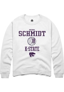 Brenna Schmidt Rally Mens White K-State Wildcats NIL Sport Icon Crew Sweatshirt