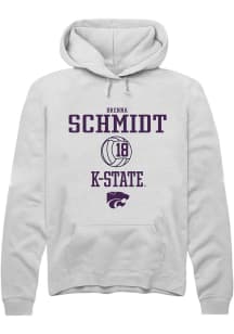 Brenna Schmidt Rally Mens White K-State Wildcats NIL Sport Icon Hooded Sweatshirt