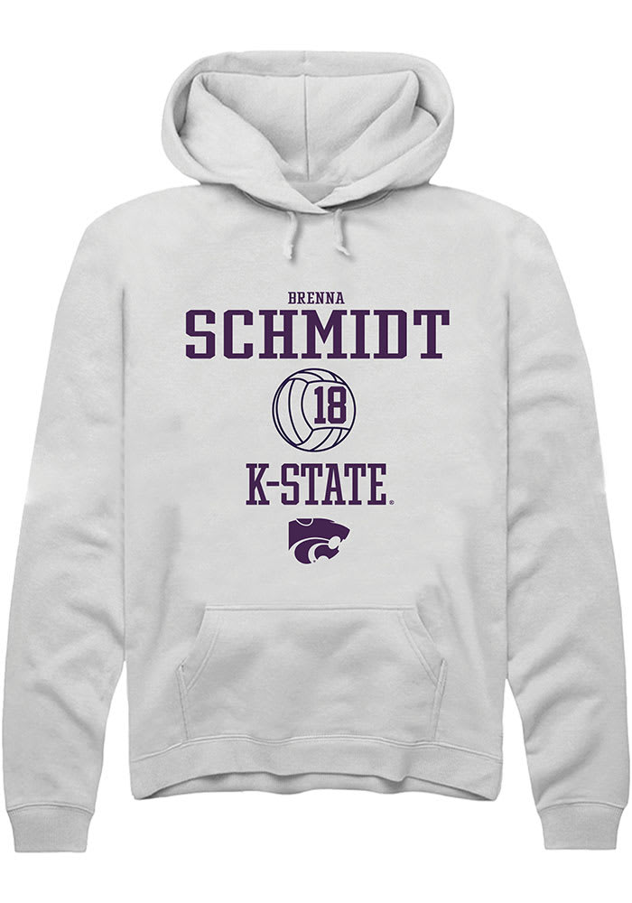 Brenna Schmidt Rally K-State Wildcats Mens White NIL Sport Icon Long Sleeve Hoodie