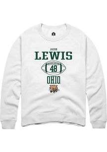 Jacob Lewis  Rally Ohio Bobcats Mens White NIL Sport Icon Long Sleeve Crew Sweatshirt