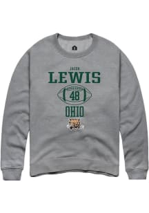 Jacob Lewis  Rally Ohio Bobcats Mens Grey NIL Sport Icon Long Sleeve Crew Sweatshirt