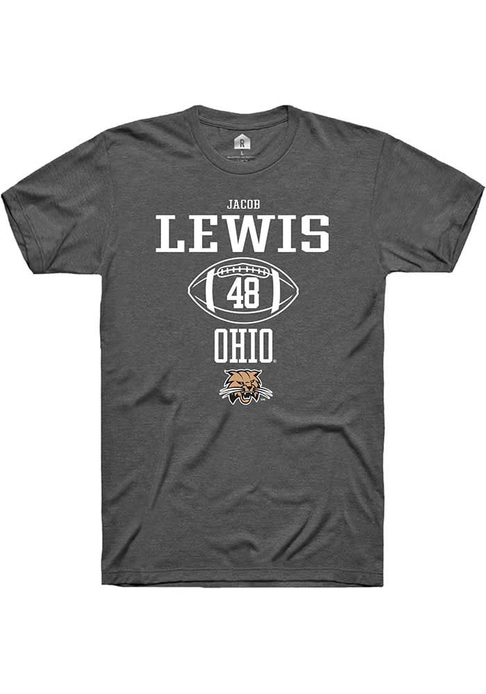 Jacob Lewis  Ohio Bobcats Dark Grey Rally NIL Sport Icon Short Sleeve T Shirt