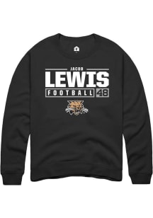 Jacob Lewis  Rally Ohio Bobcats Mens Black NIL Stacked Box Long Sleeve Crew Sweatshirt