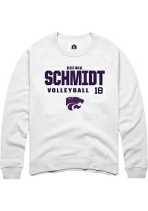 Brenna Schmidt Rally Mens White K-State Wildcats NIL Stacked Box Crew Sweatshirt