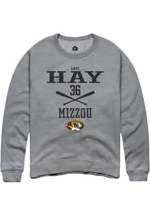 Abby Hay  Rally Missouri Tigers Mens Grey NIL Sport Icon Long Sleeve Crew Sweatshirt