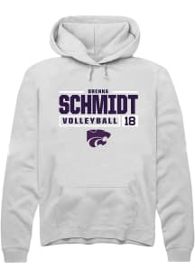 Brenna Schmidt Rally Mens White K-State Wildcats NIL Stacked Box Hooded Sweatshirt