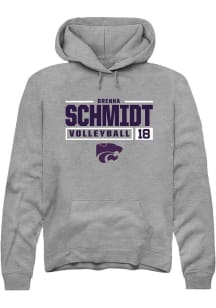 Brenna Schmidt Rally Mens Graphite K-State Wildcats NIL Stacked Box Hooded Sweatshirt