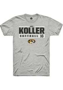 Adi Koller  Missouri Tigers Ash Rally NIL Stacked Box Short Sleeve T Shirt