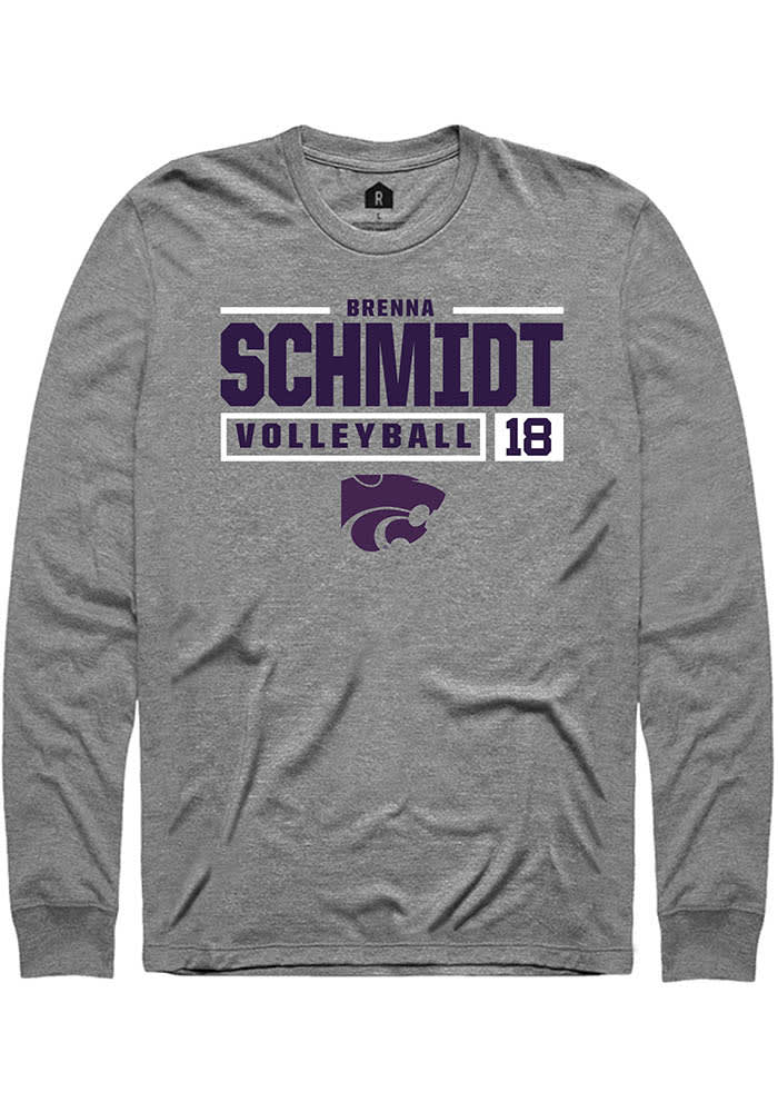 Brenna Schmidt K-State Wildcats Grey Rally NIL Stacked Box Long Sleeve T Shirt
