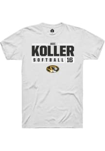 Adi Koller  Missouri Tigers White Rally NIL Stacked Box Short Sleeve T Shirt