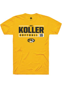 Adi Koller  Missouri Tigers Gold Rally NIL Stacked Box Short Sleeve T Shirt
