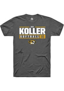 Adi Koller  Missouri Tigers Dark Grey Rally NIL Stacked Box Short Sleeve T Shirt