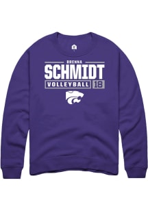 Brenna Schmidt Rally Mens Purple K-State Wildcats NIL Stacked Box Crew Sweatshirt