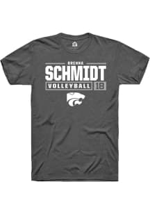 Brenna Schmidt Dark Grey K-State Wildcats NIL Stacked Box Short Sleeve T Shirt