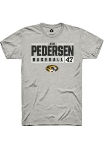 Ben Pedersen  Missouri Tigers Ash Rally NIL Stacked Box Short Sleeve T Shirt