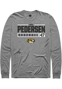 Ben Pedersen  Missouri Tigers Grey Rally NIL Stacked Box Long Sleeve T Shirt