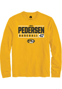 Ben Pedersen  Missouri Tigers Gold Rally NIL Stacked Box Long Sleeve T Shirt