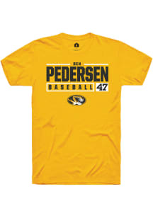 Ben Pedersen  Missouri Tigers Gold Rally NIL Stacked Box Short Sleeve T Shirt