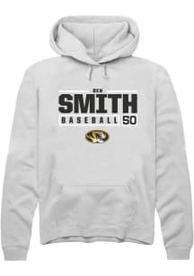 Ben Smith  Rally Missouri Tigers Mens White NIL Stacked Box Long Sleeve Hoodie