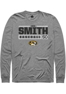 Ben Smith  Missouri Tigers Grey Rally NIL Stacked Box Long Sleeve T Shirt