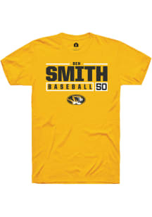 Ben Smith  Missouri Tigers Gold Rally NIL Stacked Box Short Sleeve T Shirt
