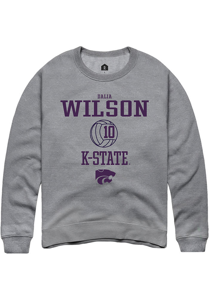 Dalia Wilson Rally K-State Wildcats Mens Grey NIL Sport Icon Long Sleeve Crew Sweatshirt
