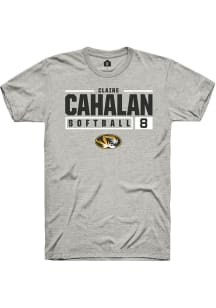 Claire Cahalan  Missouri Tigers Ash Rally NIL Stacked Box Short Sleeve T Shirt