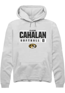 Claire Cahalan  Rally Missouri Tigers Mens White NIL Stacked Box Long Sleeve Hoodie