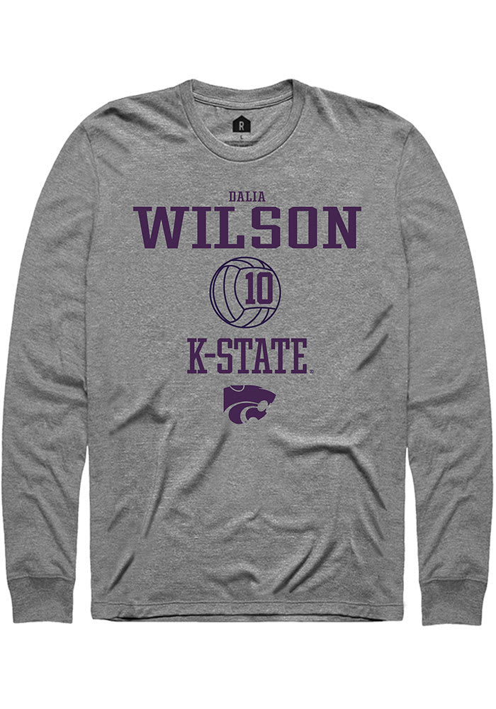 Dalia Wilson K-State Wildcats Grey Rally NIL Sport Icon Long Sleeve T Shirt