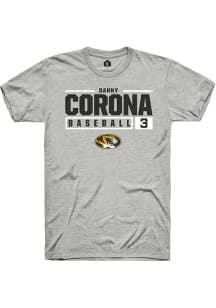 Danny Corona  Missouri Tigers Ash Rally NIL Stacked Box Short Sleeve T Shirt