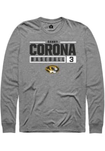 Danny Corona  Missouri Tigers Grey Rally NIL Stacked Box Long Sleeve T Shirt