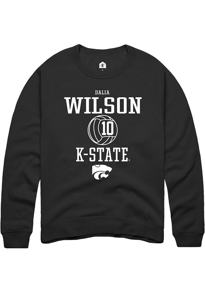 Dalia Wilson Rally K-State Wildcats Mens Black NIL Sport Icon Long Sleeve Crew Sweatshirt