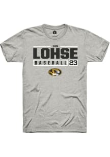 Ian Lohse  Missouri Tigers Ash Rally NIL Stacked Box Short Sleeve T Shirt