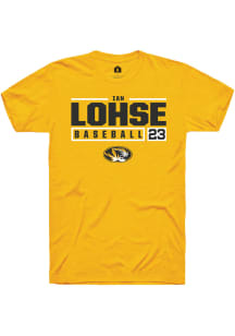 Ian Lohse  Missouri Tigers Gold Rally NIL Stacked Box Short Sleeve T Shirt