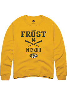 Isaiah Frost  Rally Missouri Tigers Mens Gold NIL Sport Icon Long Sleeve Crew Sweatshirt
