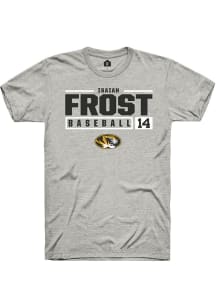 Isaiah Frost  Missouri Tigers Ash Rally NIL Stacked Box Short Sleeve T Shirt