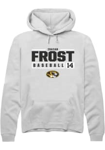 Isaiah Frost  Rally Missouri Tigers Mens White NIL Stacked Box Long Sleeve Hoodie