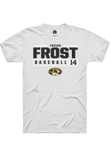 Isaiah Frost  Missouri Tigers White Rally NIL Stacked Box Short Sleeve T Shirt