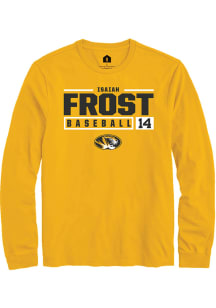 Isaiah Frost  Missouri Tigers Gold Rally NIL Stacked Box Long Sleeve T Shirt