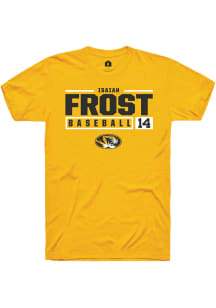 Isaiah Frost  Missouri Tigers Gold Rally NIL Stacked Box Short Sleeve T Shirt