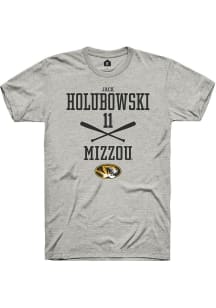 Jack Holubowski  Missouri Tigers Ash Rally NIL Sport Icon Short Sleeve T Shirt