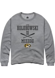 Jack Holubowski  Rally Missouri Tigers Mens Grey NIL Sport Icon Long Sleeve Crew Sweatshirt