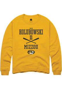 Jack Holubowski  Rally Missouri Tigers Mens Gold NIL Sport Icon Long Sleeve Crew Sweatshirt