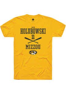 Jack Holubowski  Missouri Tigers Gold Rally NIL Sport Icon Short Sleeve T Shirt