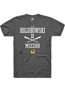 Jack Holubowski  Missouri Tigers Dark Grey Rally NIL Sport Icon Short Sleeve T Shirt
