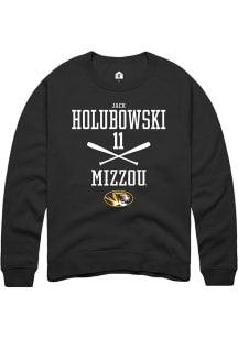 Jack Holubowski  Rally Missouri Tigers Mens Black NIL Sport Icon Long Sleeve Crew Sweatshirt
