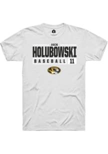 Jack Holubowski  Missouri Tigers White Rally NIL Stacked Box Short Sleeve T Shirt