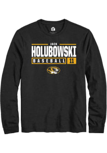 Jack Holubowski  Missouri Tigers Black Rally NIL Stacked Box Long Sleeve T Shirt