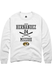 Jedier Hernandez  Rally Missouri Tigers Mens White NIL Sport Icon Long Sleeve Crew Sweatshirt